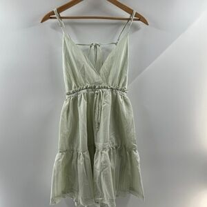 Forever 21 Seafoam Green V-Neck Striped Dress – Size Medium